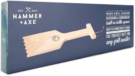 Miniatura 7 de Hammer + Axe Rascador de madera para parrilla con abridor de botellas integrado, raspador de madera compatible con todos los ahumadores y parrillas