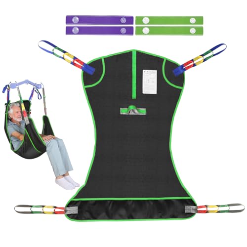 Arnés de Transferencia de Cuerpo Completo 500lbs, Arnés Elevador de Malla Transpirable con Soporte de Cabeza y Perneras Acolchadas, Compatible con la Mayoría de Grúas de Traslado (Negro, L)