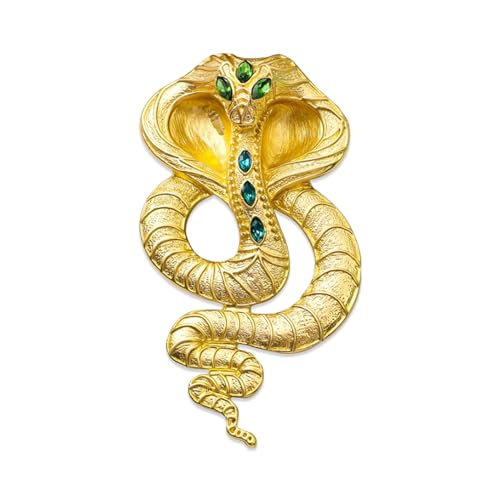 Image of Retro Crystal Snake Brooch Gold Plated Cobra Animal Corsage Suit Jacket Brooch Pin Fashion Jewelry for Men Women Gifts