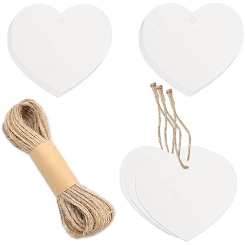 Potanro Valentine Present Tags 120 PCS Present Tags Paper Price Tags Party Valentine's Day Paper Tags with String Attached for Wedding,Baby Shower,Bridal Shower (White) Cover