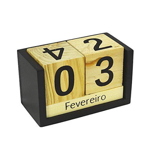 CALENDARIO PERMANENTE DE MADEIRA VINTAGE PRETO
