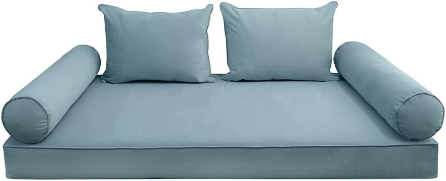 Prolinemax Style V4 Twin Size Pipe Trim Velvet Indoor Daybed Mattress Bolster Pillow Complete Set AD355