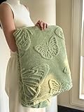 ITFRO Animal Butterfly Flannel Fleece Throw Blanket Soft Cozy Lightweight Fluffy Blanket All Seasons for Couch Bed Sofa Camping Travel (Sage Green, Baby)