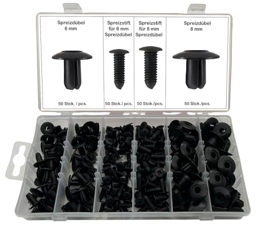 Alkan Spreiznieten Set 200-tlg 6/8 mm Verkleidung Clips