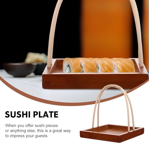 Plato cuadrado pequeño para sushi con mango miniatura 6