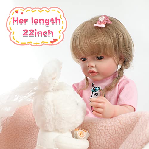 Qaruqase Reborn Baby Dolls Girl With Hair- 22 Inch Baby Soft Skin Realistic-Newborn Baby Dolls Full Body Silicone Vinyl Anatomically Correct Real Life Baby Dolls With Feeding Toy(Vinyl Body) #TOP3