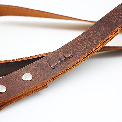 Boshiho Keychain Lanyard - Cowhide Leather Neck Lanyard with Metal Clasp for ID Badge Holder Keys, USB, Cell Phone etc (Dark brown A) - Image 3
