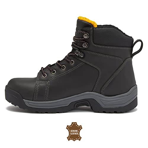Hi-Tec Trencher Leather Waterproof Work Boots For Men, Soft Toe Construction Slip Resistant Mens Boots, 6 Inch - Black, 11 Extra Wide #TOP2
