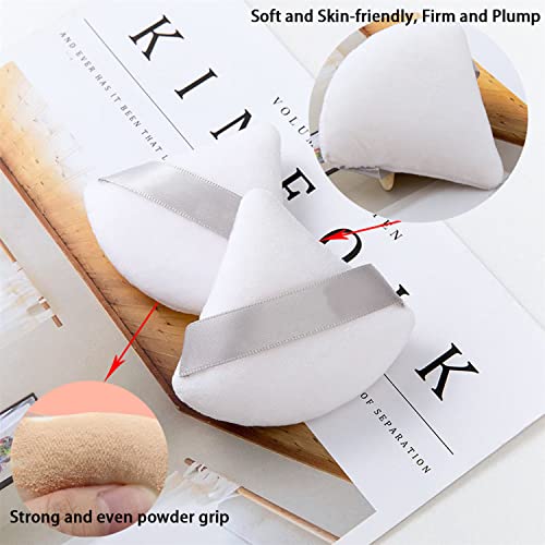 Triangle Powder Puff, 6+1 Pieces Makeup Powder Puffs And Kabuki Foundation Brush, Soft Velour Powder Puffs For Face And Body Foundation Sponge, Setting Powder Puff Wet Dry Makeup Tool #TOP3