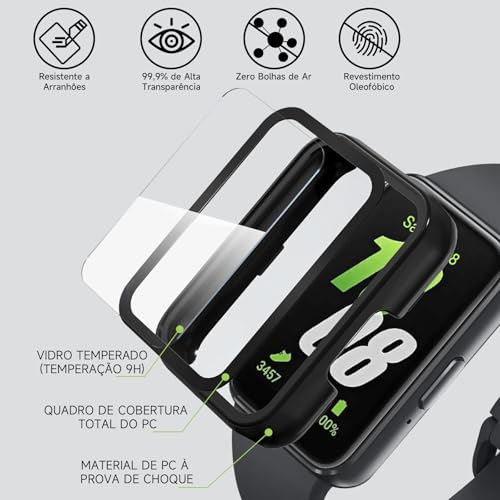 Capa Case Bumper com Película Compatível com Samsung Galaxy Fit 3, Capa Protetora para Smartwatch Ga