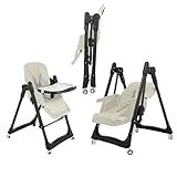 No-Tools Rocking High Chair with Gentle Sway | 5-Min Setup, Removable Easy-Clean Tray & Machine Washable Cover | Space-Saving Foldable Design for Babies & Toddlers (Black White)