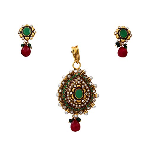 Anillo de ónice verde y rojo con baño de oro sobre cobre de diseño exclusivo