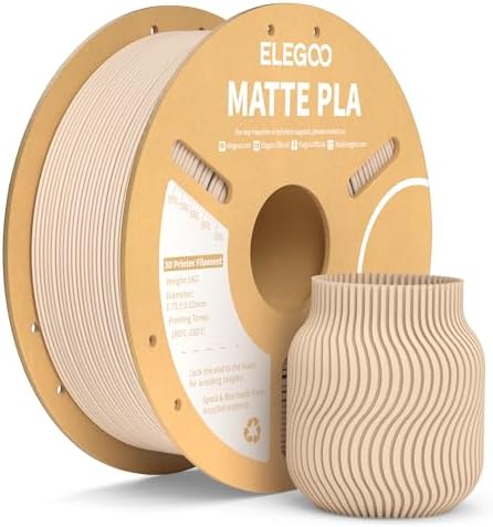 ELEGOO Matte PLA Filament 1.75mm Beige 1KG, 3D Drucker Filament PLA | Sauber gewickeltes Filament, Einfach zu Bedienen, 1kg Kartonspule (2.2lbs) PLA Matte Filament für Meisten FDM