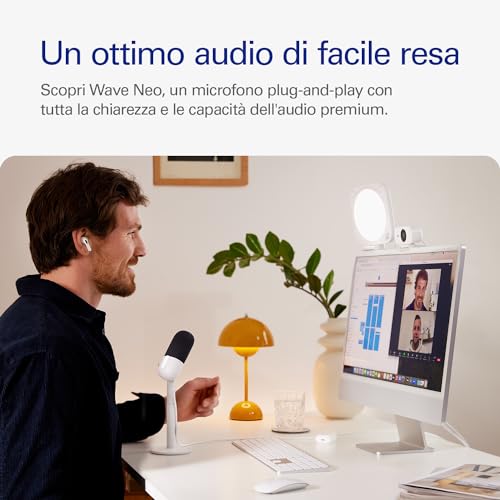 Wave Neo – Microfono a condensatore USB, funzione Mute, per gaming, streaming, riunioni, registrazioni vocali su Teams/Zoom/OBS/Twitch/YouTube, plug’n'play, per portatili, PC, Mac, iPad, iPhone - Microfono streaming - Immagine 1