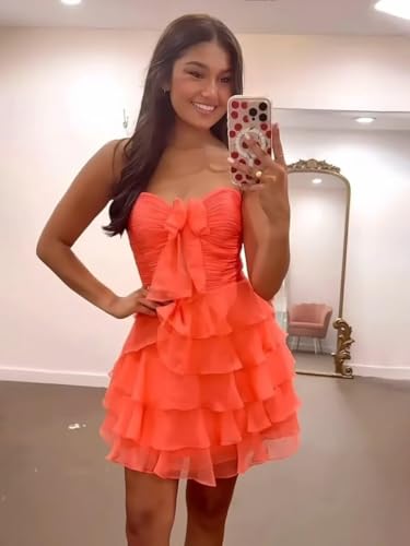 Strapless Homecoming Dresses Short 2025 Sweetheart Tiered Prom Party Dresses for Teens4