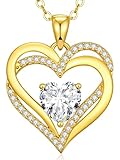 CDE Kette Damen Herzkette Geburtsstein Halsketten Schmuck Herz Anhänger Weihnachten Valentinstag Muttertags Geschenk Hochzeit Jubiläum Geburtstag Frau Freundin Mama