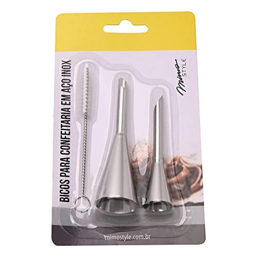 Mimo Style Bicos Para Confeitaria em Aço Inoxidável. Conjunto de Dois Bicos e Acompanha Acessório Pa