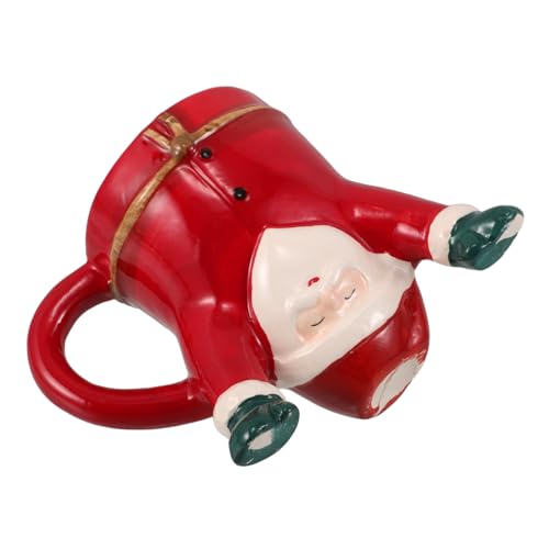 ULTECHNOVO Taza De Papá Noel Navideña Taza De Cerámica Pintada Mano Diseño Invertido Único Decoración De Fiesta Para Bebidas Para Té
