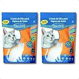 Kit com 2 Pacotes Areia Sílica Cristais para Gatos Chalesco Absorção 100%, Antibacteriano Eliminador de Odores 1,8kg