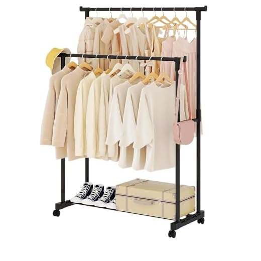 FILLX Premium Double Pole Portable Adjustable Stainless Steel Portable Telescopic Clothes Rack | Foldable and Garment Hanging Rack | Drying Rack for Home Balcony Room