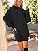 LILLUSORY Damen-Pulloverkleid mit Rundhalsausschnitt, übergroß, Herbstmode, Zopfmuster, langärmelig, grobe Pullover, Schwarz, Klein