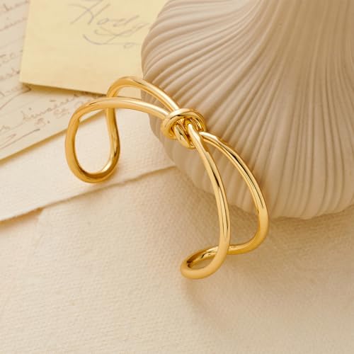 Gold Tone Cuff Bracelet for Women Minimalist Vintage Bangle Bracelet Stylish Jewelry Gift2