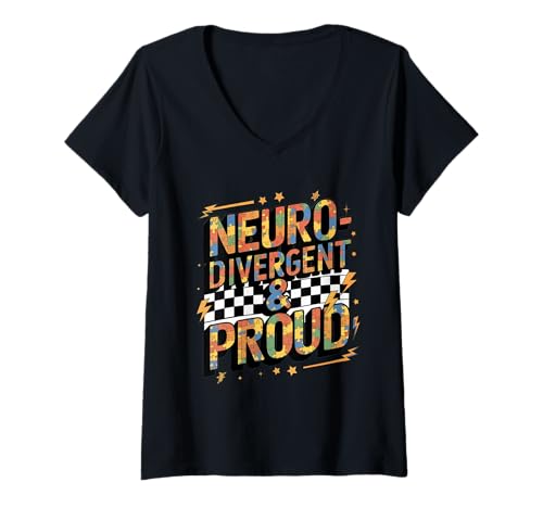 Mujer Conciencia sobre el autismo Neurodiversidad Autista Neurodivergente Camiseta Cuello V