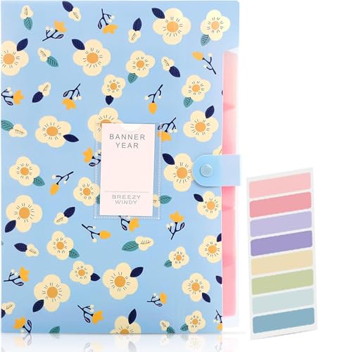 Image of Corslet Expanding Floral File Folder Organizer with 6 Pockets, A4 Document Holder for Office & Home Use, Durable File Folder for Paper Storage