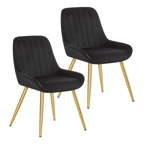 Lestarain 2X Sillas de Comedor Tapizadas de Terciopelo Metal Negro