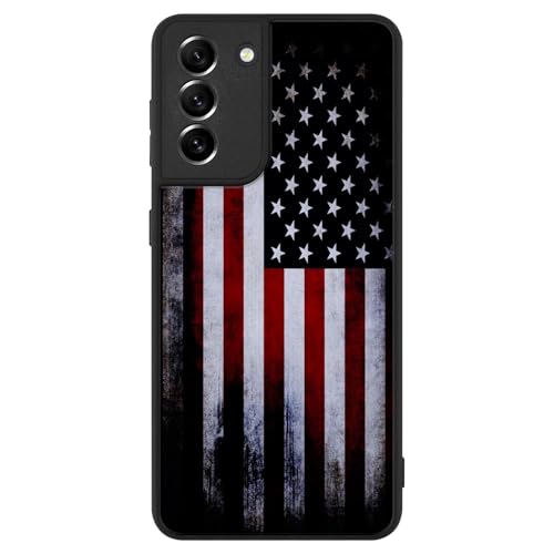 Coque Samsung Galaxy S21+ drapeau américain en polycarbonate rigide et côtés TPU souple noir