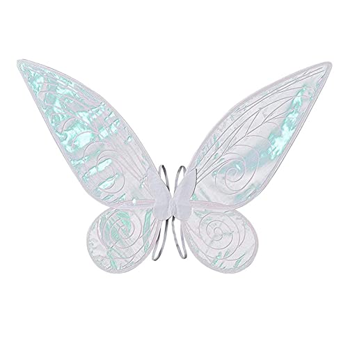 Timpfee Costume d'ailes de fée - Déguisement d'ange papillon étincelant pour femmes, enfants, filles, Halloween, cosplay, fête, accessoires - Blanc Cover