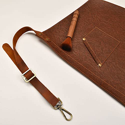 Tablier de cuisine en cuir synthétique premium avec sangle ajustable et finitions soignées - 4