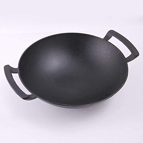 Wok de hierro fundido pre-sazonado con tapa de madera miniatura 2