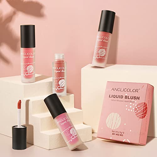 Anglicolor 2Pcs Liquid Blush Matte Velvet Milk Blush For Cheeks,Natural Blush Sheer Flush Of Color Cheek Blush Lipstick Eyeshadow Lightweight Blush Makeup, Highly Pigmented, Vegan & Cruelty Free(01 Peach) #TOP4