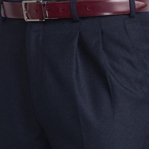 Image of Park Avenue Men's Poly Wool Blend Structure Pattern Comfort Fit Pleated Formal Trouser