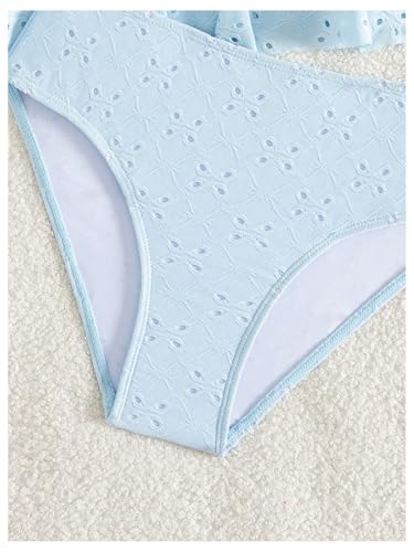 Image of SHENHE Girl's Ruffle Flounce Tankini Swimsuit O Ring Spaghetti Strap Eyelet Bathing Suits
