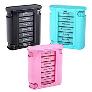 Schramm® 3 stuks speciale items tablettenbox blauw, grijs, zwart pillendoos