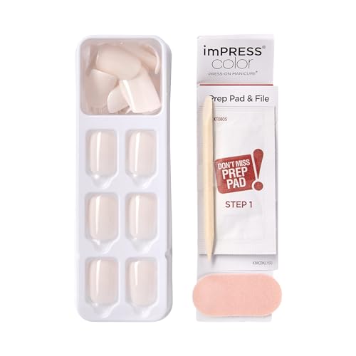 imPRESS Kiss Impress No Glue Mani Press On Nails, Color, 'Point Pink', Pink, Short Size, Squoval Shape, Includes 30 Nails, Prep Pad, Instructions Sheet, 1 Manicure Stick, 1 Mini File