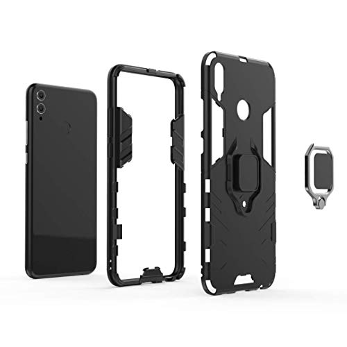 for Huawei Honor 8X Case,Hybrid Heavy Duty Shockproof Armor Dual Layer Protection Defender Back Case Cover for Huawei Honor 8X Tempered Glass Screen Protector (Black)