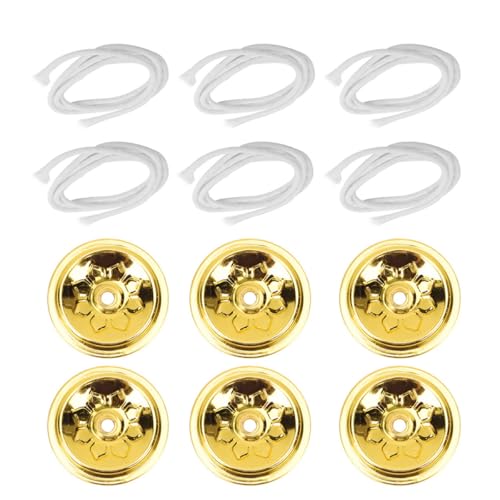 SUPVOX Mechas de Aceite para Lámparas Flotantes Soporte de Aleación, Pack 6 Unidades, Mechas de Fibra de Vidrio Ajustables para Velas de Aceite y Queroseno, Adecuado para Bricolaje
