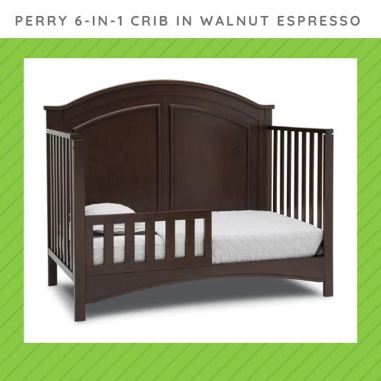 Image of Toddler Bed Safety Guard Rail Compatible with Delta Children Convertible Cribs - Solid Wood Rail for Convertible Crib to Toddler Bed Conversion - Safety Guard Rail (Walnut Espresso - 1324, #0094)