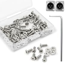 50 Sets D Series Panel Screws and Nuts Kit Panel Mount Connector M2.5 x 8 mm Stainless Steel Screw Audio Server Rack Mounts Screws for Attaching D Series Connectors to Panels, with A Hex Wrench