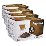 Ship - Té Rooibos en Caja de 25 Unidades - Contiene Propiedades Digestivas - Antihistamínico natural - Sabor Dulce - Infusión Digestiva - Aporta Bienestar y Tranquilidad (Paquete de 4)