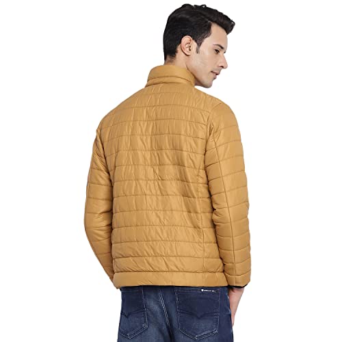 Image of Cantabil Men's Full Sleeve Solid Warm Winter Puffer Jacket, Full Sleeve Lightweight Winter Wear Jackets for Men - Mustard (MJKT00079 MUSTARD)