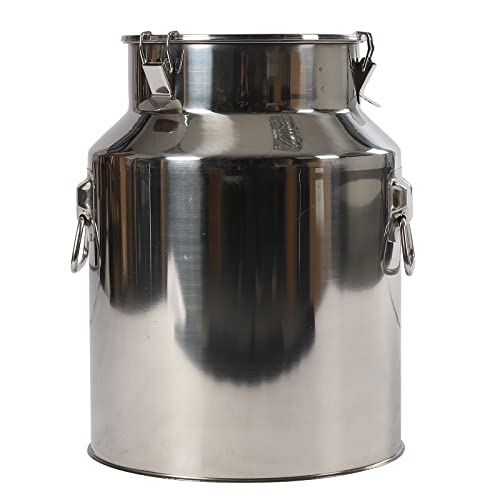 Botte in acciaio inox da 28 litri, per latte e latte, contenitore ermetico, fondo rialzato e anello interno, per la conservazione di acqua, latte, vino, formaggio