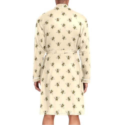 Men's Bee Robes Lightweight Long Sleeve Kimono Bathrobe Soft Sleepwear Loungewear with Pocket3