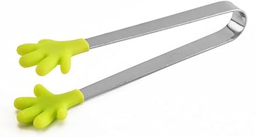 Miniatura 5 de Pinzas para alimentos en forma de mano, pinzas de silicona de acero inoxidable, mini pinzas coloridas para niños para servir alimentos, cubitos de