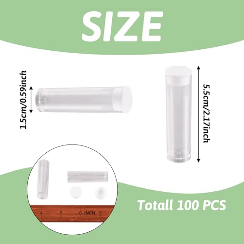 image for Craftdady 100Pcs Transparent Clear Plastic Small Empty Storage Tubes B