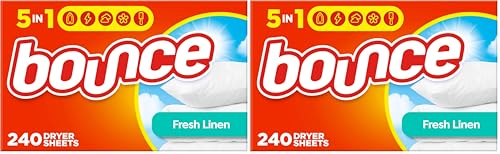 Bounce Fabric Softener Sheets, Fresh Linen Scent, 240 Count (Pack of 2)