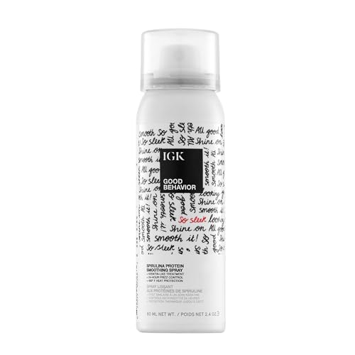 IGK GOOD BEHAVIOR Spirulina Protein Smoothing Spray Travel | 4 Day Keratin Like Treatment + Frizz Control + Heat Protectant | Vegan + Cruelty Free | 2.4 Oz